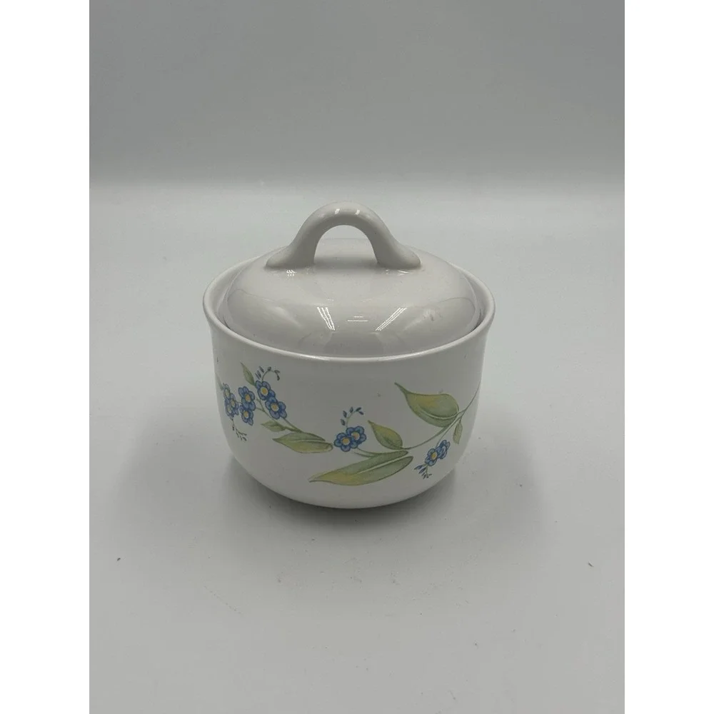 Vintage Corelle Coordinates My Garden Sugar Bowl with Lid Yellow Blue Floral